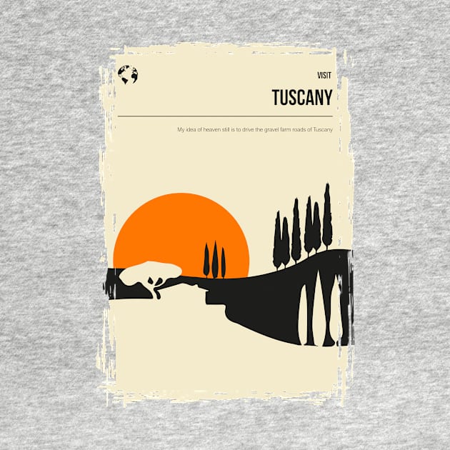 Tuscany Italy Vintage Minimal Retro Book Cover Travel Poster by jornvanhezik